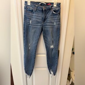 Blue washed celebrity pink ripped jeans, size9